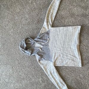 Lucky Brand Gray and White Hooded Sweater with Long Sleeves